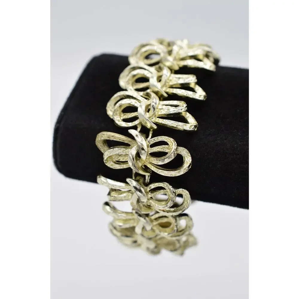 Coro Pegasus Vintage Bracelet Chunky Multi-Tone Metal Linked Signed 1940s Bin5